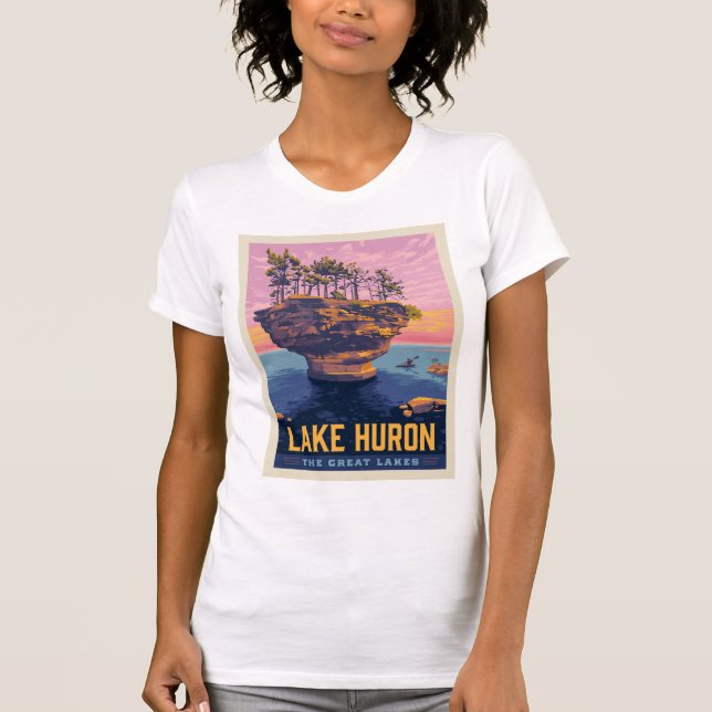 Große Seen | Huron Lake T-Shirt (Vorderseite)