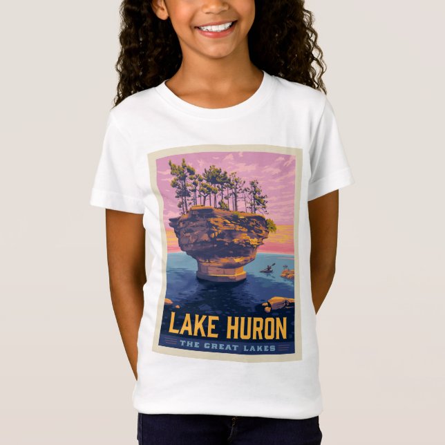 Große Seen | Huron Lake T-Shirt (Vorderseite)