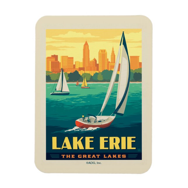 Große Seen | Lake Erie Magnet (Vertikal)