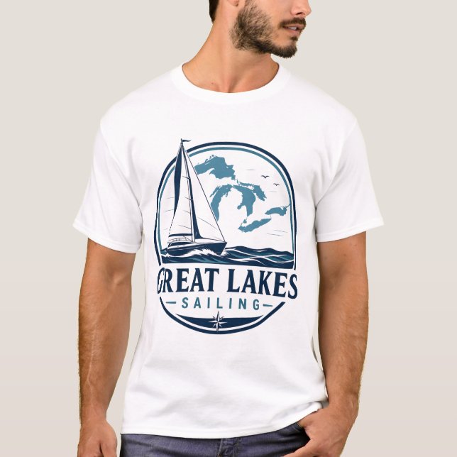 Große Seen Segeln T-Shirt (Vorderseite)