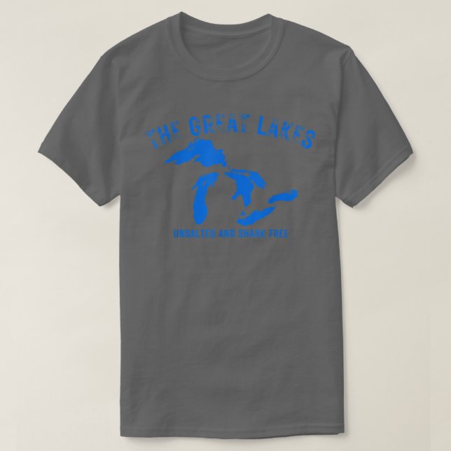 Große Seen ungesalzen und Shark Free Michigan Gesc T-Shirt (Design vorne)