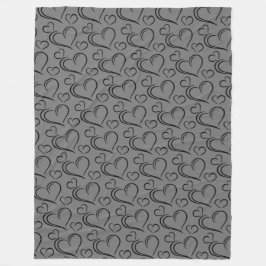 Große Sherpa-Decke aus grauem und schwarzem Herz Fleecedecke