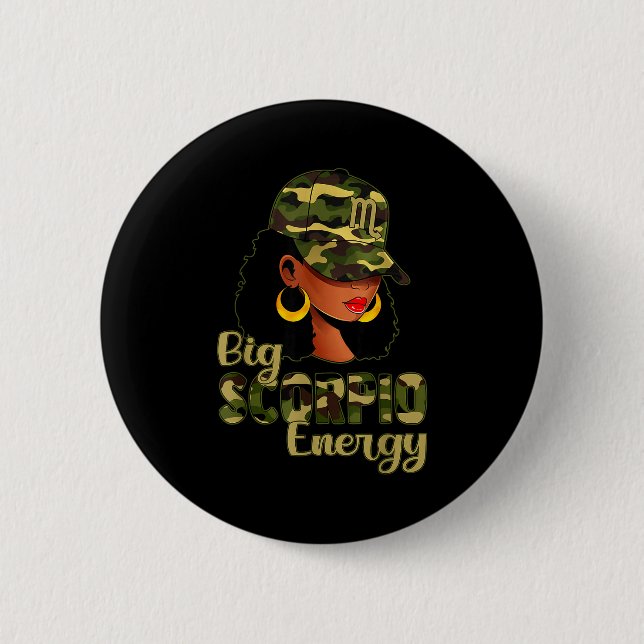 Große Skorpion Energie Schwarze Frau Camo Cap Hut  Button (Vorderseite)