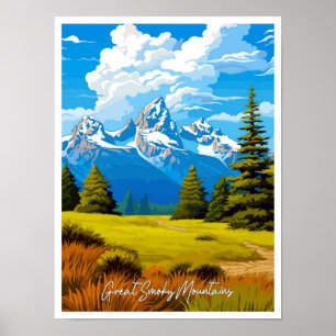 Große Smoky-Berge Reisen Vintage Darstellung Poster
