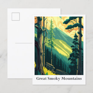 Große Smoky Mountains Vintage Reise Illustration Postkarte