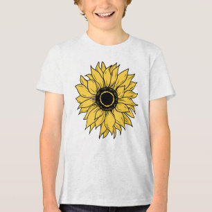 Große Sonnenblume Botanische Kunst Tri-Blend Shirt