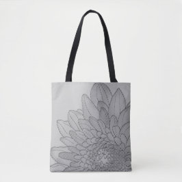 Große Sonnenblume Grau Grafik | Tasche