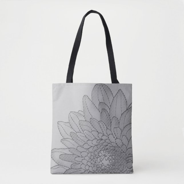 Große Sonnenblume Grau Grafik | Tasche (Vorderseite)