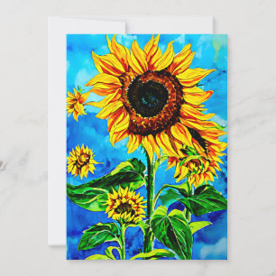 Große Sonnenblumen Aquarellmalerei Feiertagskarte
