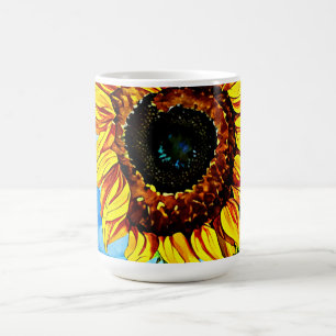 Große Sonnenblumen Aquarellmalerei Kaffeetasse