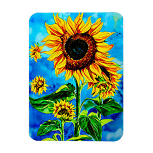 Große Sonnenblumen Aquarellmalerei Magnet