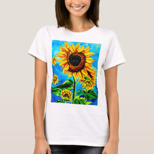 Große Sonnenblumen Aquarellmalerei T-Sh T-Shirt