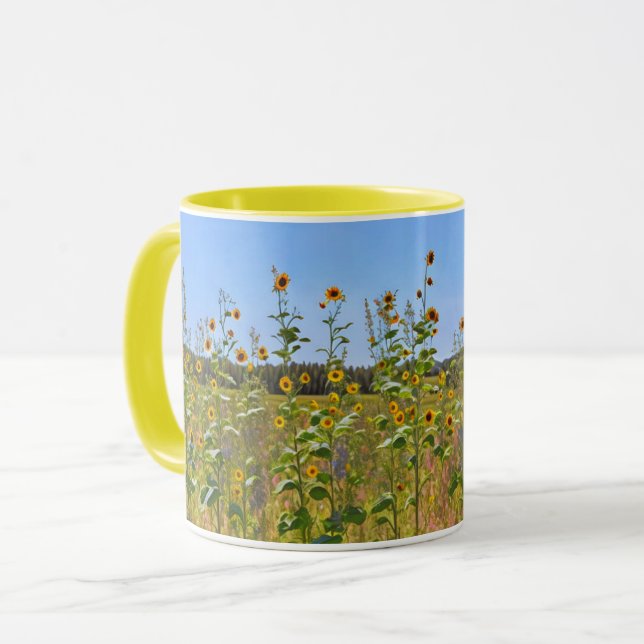 Große Sonnenblumen Gelbe Blumen auf einer Tasse de (Vorderseite Links)