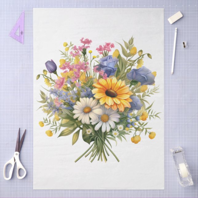 Große Sonnenblumen und gemischtes Florals Bouquet  Seidenpapier (Basteln)