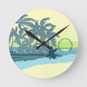 Große Sonnenuntergangsstreifen Hawaiianische Wandu Runde Wanduhr