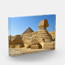 Große Sphinx aus Gizeh mit Ghafre-Pyramide - Ägypt Fotoblock