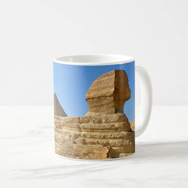 Große Sphinx aus Gizeh mit Ghafre-Pyramide - Ägypt Kaffeetasse (VorderseiteRechts)