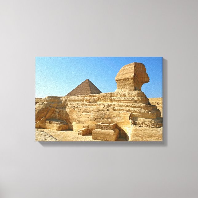 Große Sphinx aus Gizeh mit Ghafre-Pyramide - Ägypt Leinwanddruck (Vorderseite)
