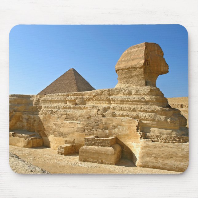Große Sphinx aus Gizeh mit Ghafre-Pyramide - Ägypt Mousepad (Vorne)