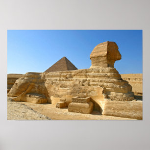 Große Sphinx aus Gizeh mit Ghafre-Pyramide - Ägypt Poster