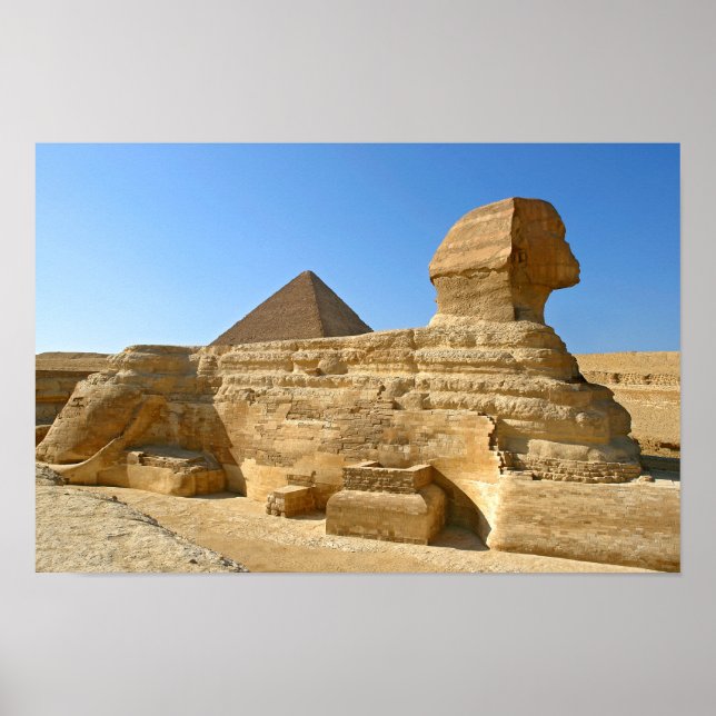 Große Sphinx aus Gizeh mit Ghafre-Pyramide - Ägypt Poster (Vorne)