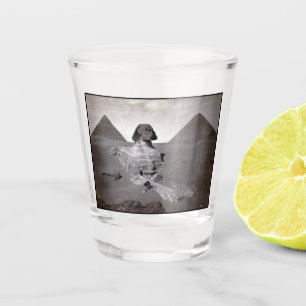 Große Sphinx und Pyramidennekropole von Gizeh Ägyp Schnapsglas