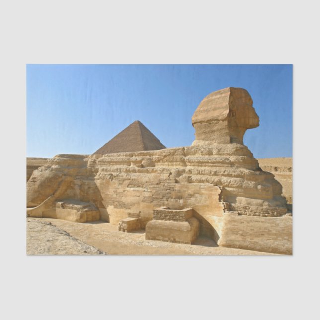 Große Sphinx von Gizeh mit Chephren-Pyramide - Ägy Seidenpapier (Vorderseite)