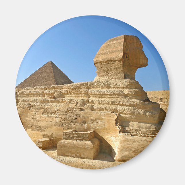 Große Sphinx von Gizeh mit Ghafre-Pyramide - Ägypt Magnet (Vorne)