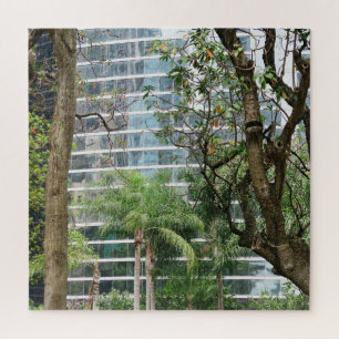 große Stadt, Wolkenkratzer, Bäume, Park, Asien, Ho Puzzle