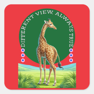 große stehende Giraffe Quadratischer Aufkleber