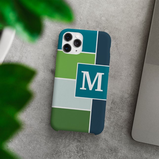 Große Streifen in blau und grün mit Monogram Case-Mate iPhone Hülle (Von Creator hochgeladen)