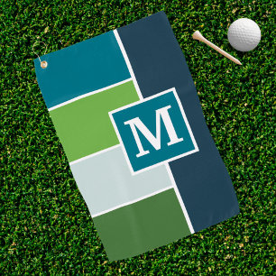 Große Streifen in blau und grün mit Monogram Golfhandtuch
