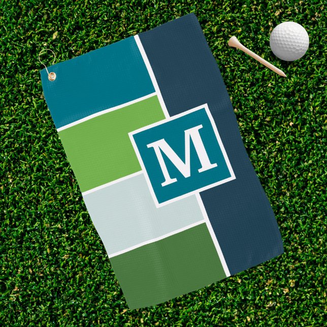 Große Streifen in blau und grün mit Monogram Golfhandtuch (Von Creator hochgeladen)