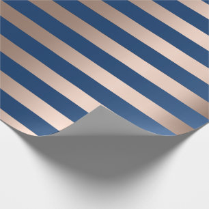 Große Streifen-Linien blaue Marine-Beige-Bronze Geschenkpapier