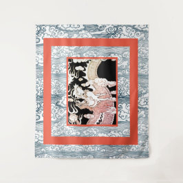 GROSSE TAPESTRIE MIT DRAGON- UND JAPANISCHEM WAHLM WANDTEPPICH