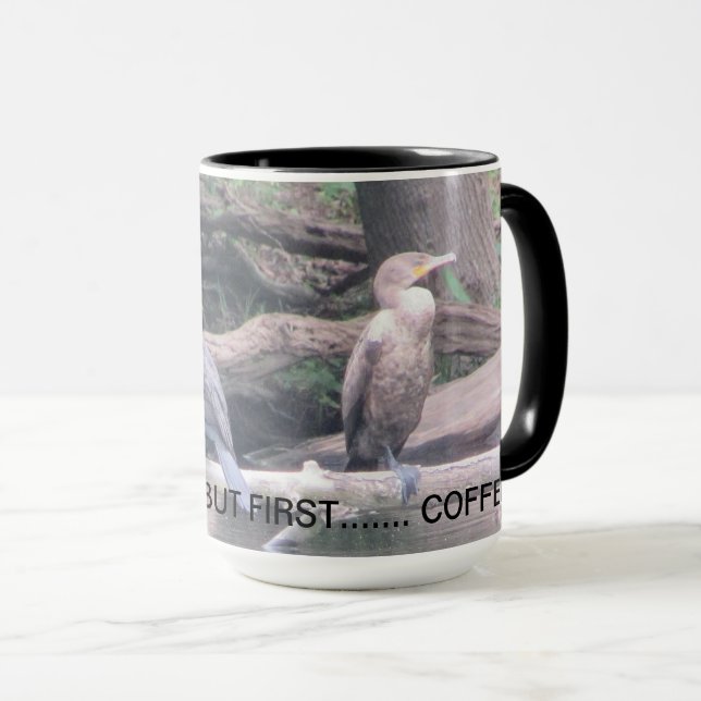 Große Tasse mit Cormorant Bird Couple (VorderseiteRechts)