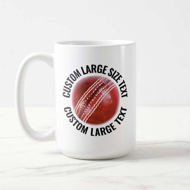 Große Text 450ml personalisierte Cricket-Tasse Kaffeetasse (Links)