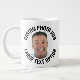 Große Textgröße Personalisierter Riesiger Fotobech Jumbo-Tasse