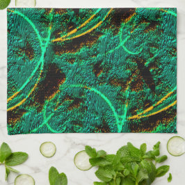 Große Textur dunkelgrüner Zyan mit braunen Kratern Geschirrtuch