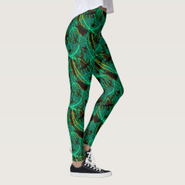 Große Textur dunkelgrüner Zyan mit braunen Kratern Leggings