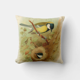 Große Titte - farbenfroher Vogel, Kunst Kissen