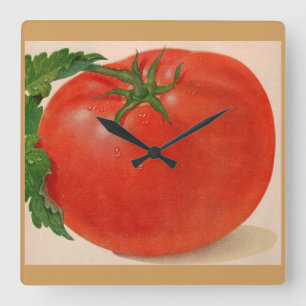 große Tomate Quadratische Wanduhr