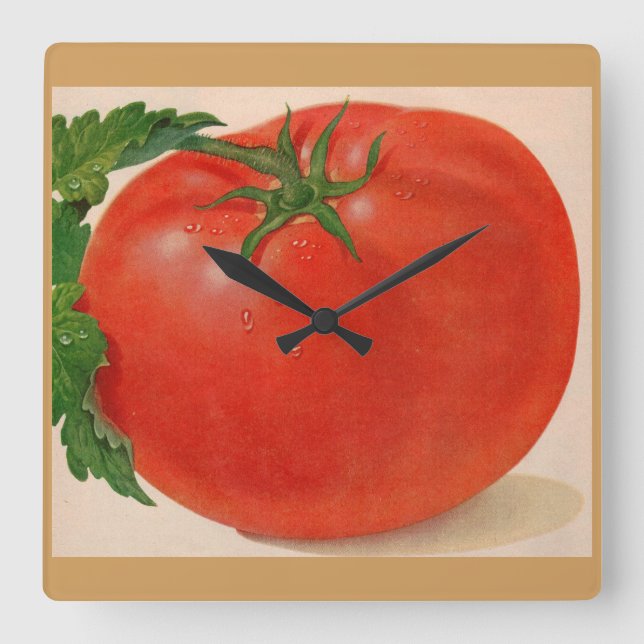 große Tomate Quadratische Wanduhr (Vorderseite)