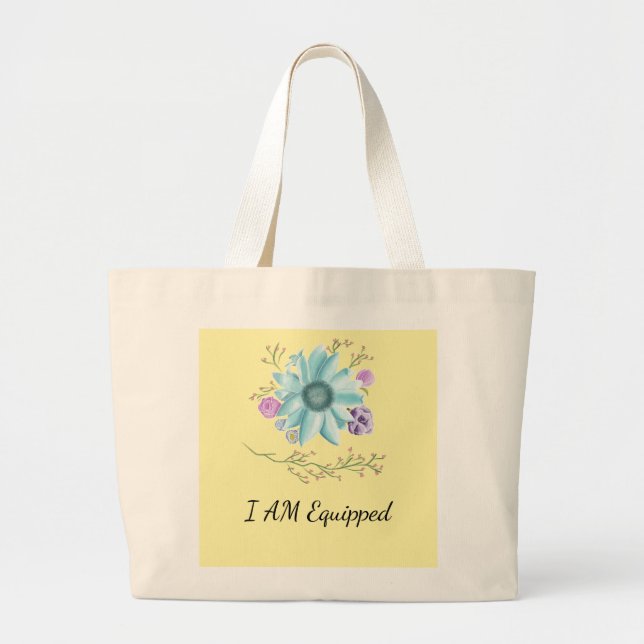 Große Tote Tasche mit sonniges Gelb Ich bin ausger (Vorne)