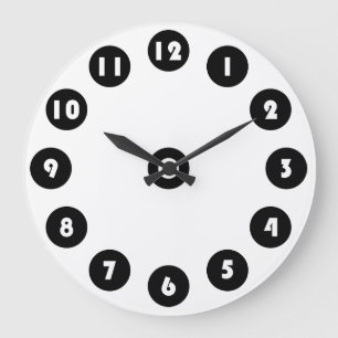 große transparente Zahlen in schwarzem Kreis Wanduhr