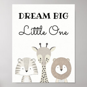 Große Träume Kleiner Dschungel-Safari-Nursery-Kuns Poster