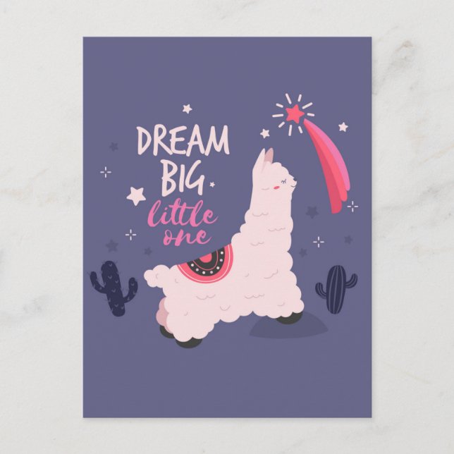 Große Träume Lama Postkarte (Vorderseite)