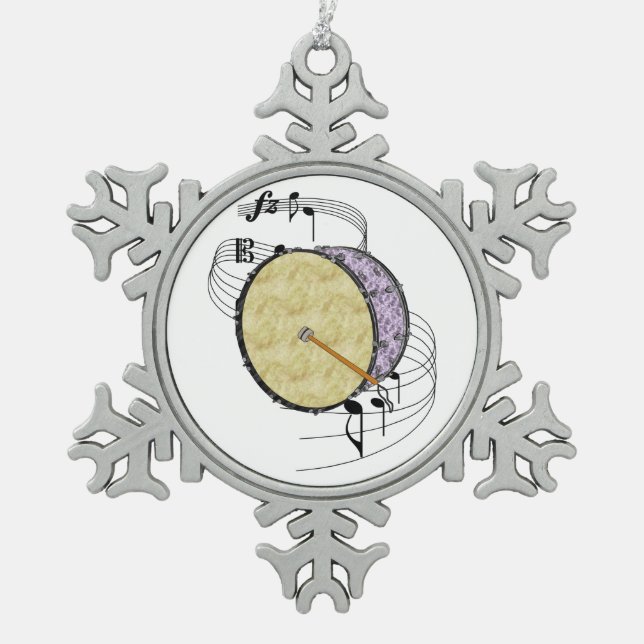 Große Trommel Schneeflocken Zinn-Ornament (Vorderseite)