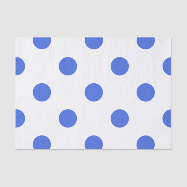 Große Tupfen - Königsblau auf Weiß Seidenpapier (Vorderseite)