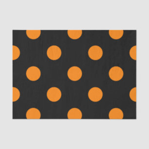 Große Tupfen - Orange auf Schwarzem Seidenpapier